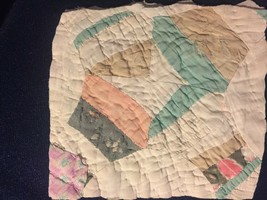 Vintage Antique Hand Pieced Hand Quilted Patch Work Quilt Square - £12.63 GBP