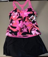 ZeroXposur Swimwear 2-Piece Set Women’s Size XL Black And Pink Floral Sa... - $59.40