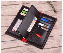 Men Clutch Wallet Bag Vintage Long Vertical Handy Photo Card Holder Bifo... - £19.65 GBP