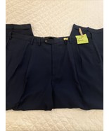 Haggar 48x29 Big & Tall E-CLO™ Stria Dress Pant Blue Pleated Cuffed Classic READ - $13.86