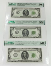 Lot of 3 1928A Federal Reserve Notes Consecutive PMG 50, 53, 50 EPQ - $1,978.25