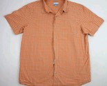 Columbia Orange White Checkered Button Up Shirt Size XL - $17.72