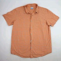 Columbia Orange White Checkered Button Up Shirt Size XL - $17.72