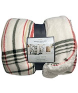 Threshold Rangeley White Plaid Reversible Soft Sherpa Plush Throw Blanket - £10.11 GBP