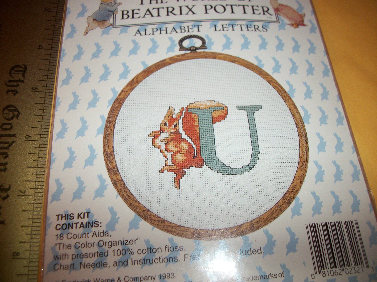 Peter Rabbit Craft Kit Squirrel Beatrix Potter Crossstitch New Alphabet Letter U - $9.49