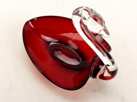 Swan Candy Dish, Vintage Art Glass, Red Body w/Clear Neck &amp; Head, Bon-Bon, Mints - £23.40 GBP