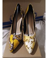 Womens Snakeskin Pointed Toe Stiletto Pumps Yellow Size 10 - $28.01 CAD