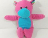 EEC International Plush dark pink blue teddy bear tie dye rainbow ears  - $6.92