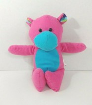 EEC International Plush dark pink blue teddy bear tie dye rainbow ears  - £5.43 GBP