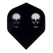 An item in the Sporting Goods category: P564 Black Double Skulls 3 Sets of 3 Poly Standard Wide Shaped Dart Flights