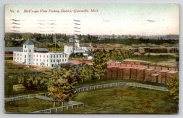 Greenville MI Bird&#39;s Eye View Factory District 1910 Michigan Postcard D34 - £8.65 GBP