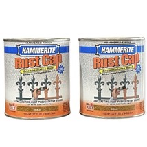 Lot 2 Hammerite Gold Hammered Finish Rust Cap Quart Metal Primer &amp; Paint... - £88.40 GBP