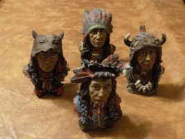 Lot Of 4 Yardworks Originals Native American Indian Ceramic Figurines - £46.78 GBP