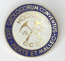 Vtg XXVII Geologorum Conventus Mockba Moscow Mente Et Malleo 1984 Pin CCCP - £23.74 GBP