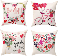 Valentines Day Decoration Pillow Cover Set of 4 18X18 Inch, Burlap Decor... - $15.13