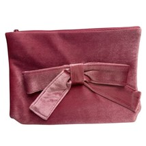 Ulta Cosmetics Bag Makeup Travel Cosmetics Case Gift Pouch Pink Velvet Big Bow - $11.75