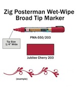 Jubilee Cherry Liquid CHALK Marker Pen 6mm Chisel TiP Wet Wipe ZIG POSTE... - $32.03
