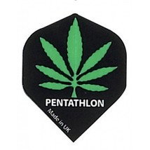 5 Sets of 3 Dart Flights - 2037 - Pentathlon Black Green Pot Leaf Marijuana C... - £5.99 GBP