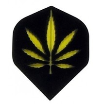 1 Set of 3 Dart Flights - P567 - Cannabis Marijuana Black Gold Pot Leaf Poly ... - £2.35 GBP