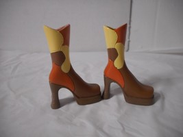 2002 Bratz Girl Doll Tan & Brown Patchwork Design Boots - $8.79