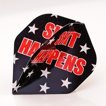 5 x SETS SHIT HAPPENS STANDARD SHAPED POLY METRONIC DARTS FLIGHTS - £6.22 GBP