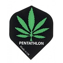 1 Set of 3 Dart Flights - 2037 - Pentathlon Black Green Pot Leaf Marijuana Ca... - £2.35 GBP