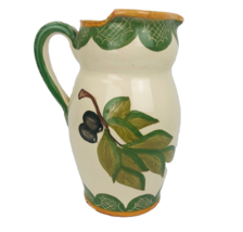 Hand Painted Clay Pottery Portugal Water Pitcher Olives Leaves Sangria P... - £39.90 GBP