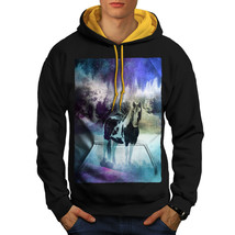 Wellcoda Horse Space Nature Mens Contrast Hoodie, Nature Casual Jumper - £31.39 GBP