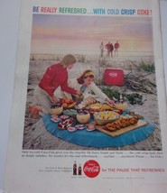Coca-Cola Couple on Beach Picnic Magazine Print Ad 1959 - £6.37 GBP