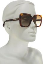  GUCCI GG0418S 003 Havana 54mm Oversized Rectangular Sunglasses - £208.33 GBP