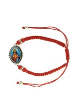 Sacred Heart JESUS RED CORD Religious Bracelet Adjustable Pulsera Corazón Cruz - $12.75