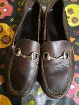 Gucci Italy Men&#39;s Brown Leather Horsebit  Loafers Shoes Sz 8.5 M Italian - £217.51 GBP