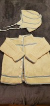 Vintage 1960&#39;S Knitted Sweater And Hat For Baby Boy - £19.32 GBP