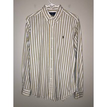 Vintage 2000s Ralph Lauren Yellow Black Stripe Old Money Prep Oxford Shirt M - £21.66 GBP