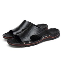 Summer Men&#39;s Slippers Leather Slippers Sandals  Classic Leather Original Men&#39;s F - £28.68 GBP