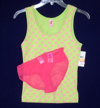 New HUE Sleep Tank Top JENNI Panties Lime Hot Pink SMALL - £9.74 GBP