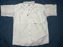 Drake Waterfowl Short Sleeve Button Up Vented Shirt Medium White - £15.56 GBP
