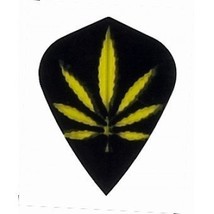 1 Set of 3 Dart Flights - 4567 - Black Gold Pot Leaf Marijuana Cannabis Kite ... - £2.21 GBP