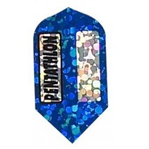 An item in the Sporting Goods category: 3 Sets of 3 Dart Flights - 2383 - Pentathlon Blue 2D Glitter Slim Double Thic...