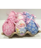 Easter Floral HAPPY SPRING Pink Blue Egg Ornaments Tree Home Decor Set of 9 - £15.81 GBP