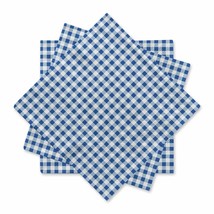 Disposable Paper Napkins Blue And White Gingham For Dinner Picnic And Parties (P - £15.97 GBP