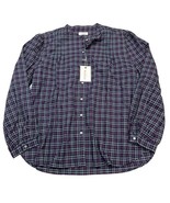 Untuckit Tara Top Womens 16 Mock Collar Button Down Shirt Blue Plaid Preppy - $34.46