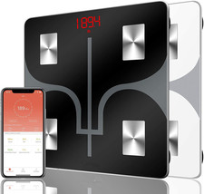 Bluetooth Body Fat Scale with Smartphone App, Wireless Digital Bathroom Scale, B - £14.67 GBP