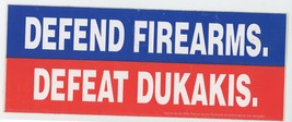 Defend Firearms Defeat Dukakis vintage bumper sticker US political 1988 - £11.00 GBP