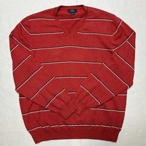 Brooks Brothers Sweater Mens Extra Large XL Red Striped Merino Wool Crew... - $25.15
