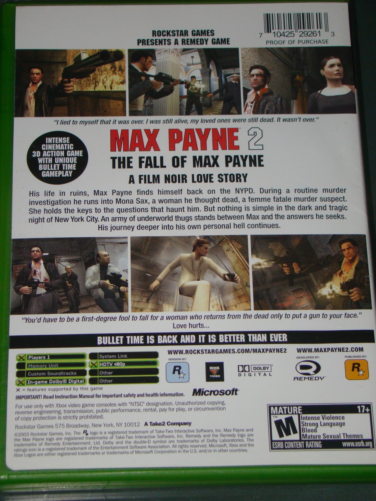 Max Payne 2 The Fall of Max Payne Xbox (käytetty) - Original Box