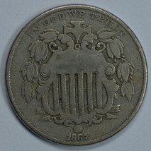 1867 Shield nickel VG/F details - $30.00