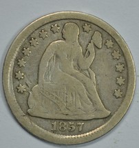 1857 Seated Liberty circulated silver dime F details - £23.84 GBP