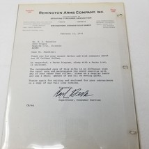 Remington Arms Company Letter 1974 Corporate Consumer Service Support - £14.98 GBP