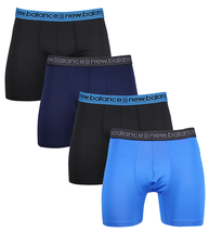 New Balance Men&#39;s Black, Navy, Bright Blue 4 Pack Boxer Brief (S04) - £15.81 GBP